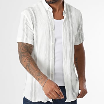 Classic Series - Chemise Manches Courtes A Rayures 013 Blanc Gris