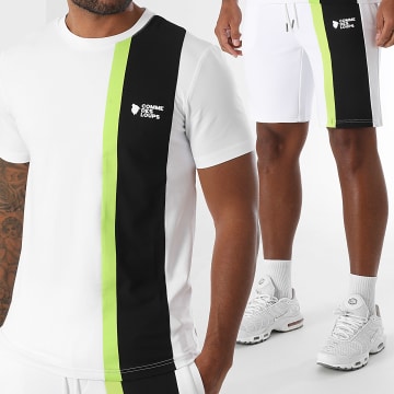 Comme Des Loups - Set di maglietta e pantaloncini da jogging Amalfi bianco nero verde