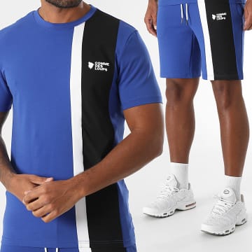 Comme Des Loups - Set di magliette e pantaloncini da jogging Amalfi King blu, nero e bianco