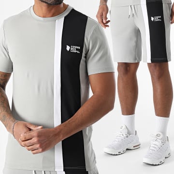 Comme Des Loups - Ensemble Tee Shirt Et Short Jogging Amalfi Gris Noir Blanc