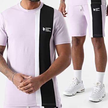 Comme Des Loups - Ensemble Tee Shirt Et Short Jogging Amalfi Violet Noir Blanc