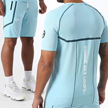 Comme Des Loups - Baltirun - Set di maglietta e pantaloncini da jogging blu chiaro e marina