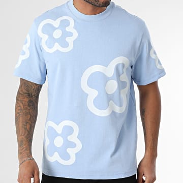 Frilivin - Oversized T-shirt 08C Lichtblauw Hemelsblauw Bloemen