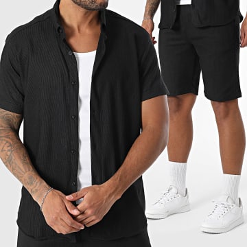 Classic Series - Ensemble Chemise Manches Courtes Et Short Jogging Texturé 004 Noir