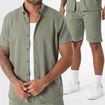 Classic Series - Ensemble Chemise Manches Courtes Et Short Jogging Texturé 004 Vert Kaki