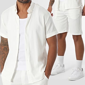 Classic Series - Ensemble Chemise Manches Courtes Et Short Jogging Texturé 004 Beige Clair