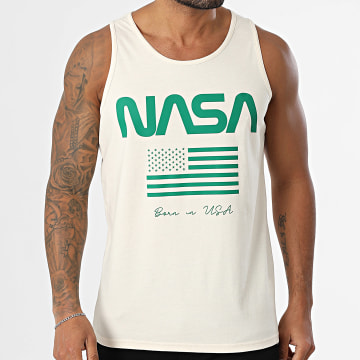 NASA - Flag Born In US Tanktop Beige Grün