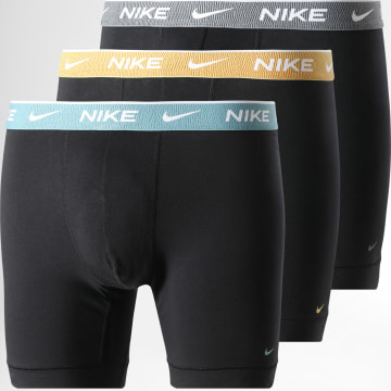 Nike - Lot De 3 Boxers KE1007 Noir Bleu Clair Jaune Gris