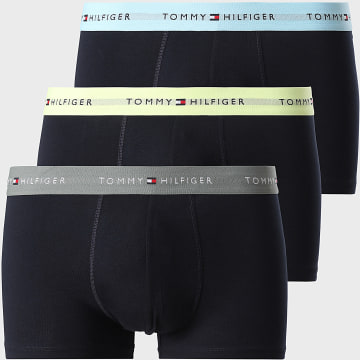 Tommy Hilfiger - Lot De 3 Boxers 2763 Bleu Marine Bleu Clair Jaune Vert Kaki