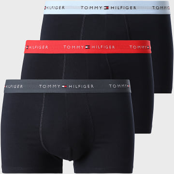 Tommy Hilfiger - Lot De 3 Boxers 2763 Bleu Marine Bleu Clair Rouge Gris Anthracite