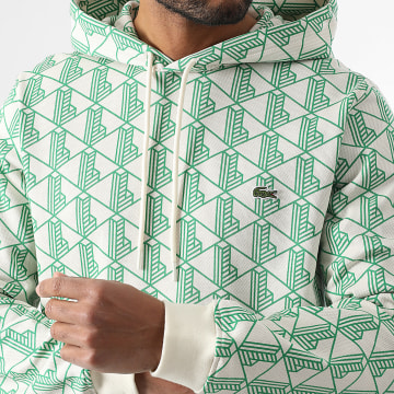 Lacoste - Sweat Capuche Logo Brodé Crocodile The Blend Classic Fit Beige Vert