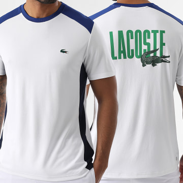 Lacoste - Tee Shirt Regular Fit Logo Crocodile Blanc Bleu Marine