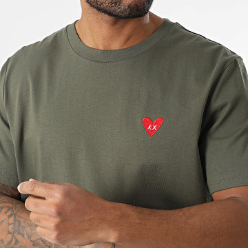 Luxury Lovers - Tee Shirt Oversize Large Embroidery Heart Vert Kaki