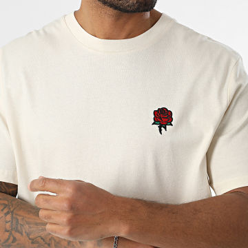 Luxury Lovers - Tee Shirt Oversize Large Embroidery Roses Beige