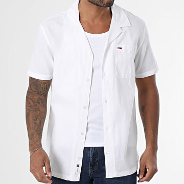 Tommy Jeans - Chemise Manches Courtes Linen Blend Camp 0895 Blanc