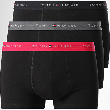 Tommy Hilfiger - Lot De 3 Boxers 2763 Noir Gris Anthracite Rose Fuchsia