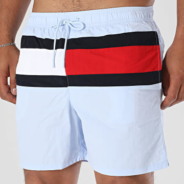 Tommy Hilfiger - Short De Bain Medium Drawstring 3474 Bleu Clair Rouge Blanc Bleu Marine