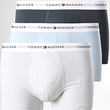 Tommy Hilfiger - Lot De 3 Boxers Trunk 2761 Bleu Clair Gris Anthracite Beige Chiné