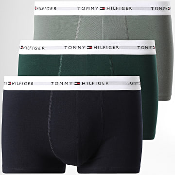 Tommy Hilfiger - Lot De 3 Boxers Trunk 2761 Bleu Marine Vert Kaki Vert Foncé