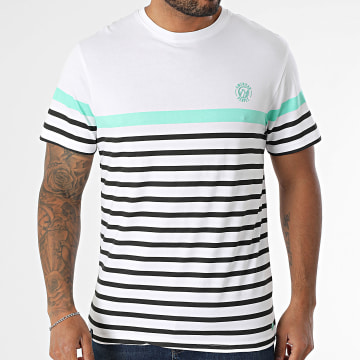American People - Tee Shirt Strepen Totaal Wit Zwart