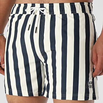 American People - Merlin Stripe Zwemshort Marineblauw Lichtgeel