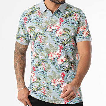American People - Plaisir Polo Korte Mouw Grijs Bloemen