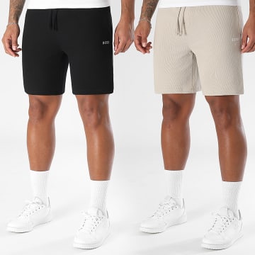 BOSS - Lot De 2 Shorts Jogging Waffle 50535884 Noir Beige