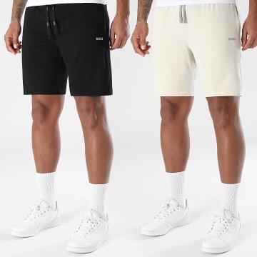 BOSS - Lote de 2 pantalones cortos de jogging mixtos 50515367 50515314 Negro Beige