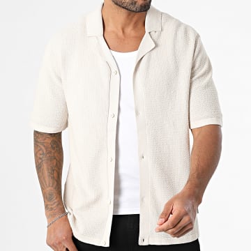 JJREBEL - Chemise Manches Courtes Maille Walker Beige