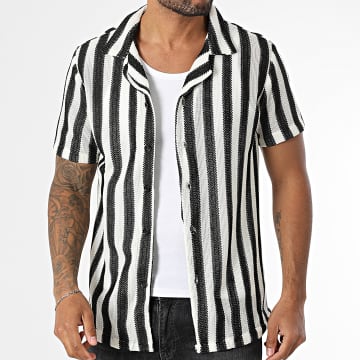 MTX - Gestreiftes Kurzarm-Maschenhemd 738 Schwarz Ecru