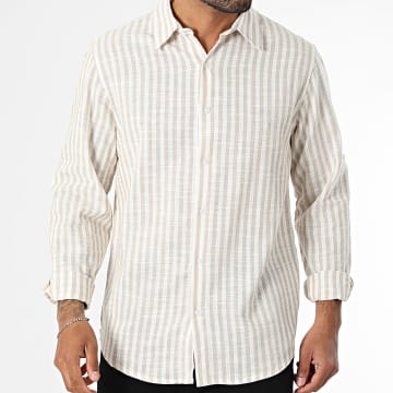 MTX - Chemise Manches Longues A Rayures 519 Beige Ecru