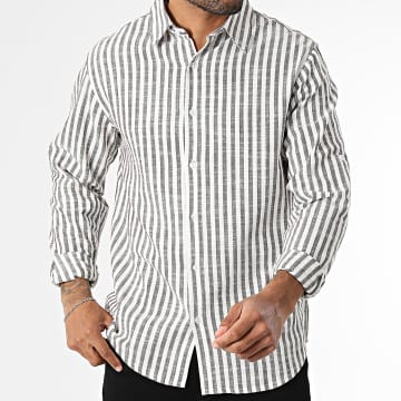 MTX - Chemise Manches Longues A Rayures 519 Marron Blanc