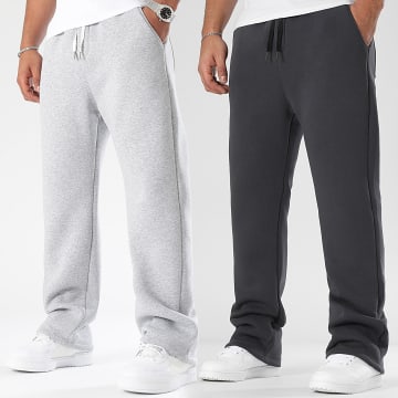 LBO - Lot De 2 Pantalons Jogging Large 1357 1714 Gris Anthracite Gris Chiné