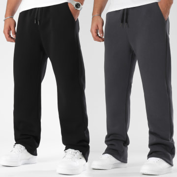 LBO - Lot De 2 Pantalons Jogging Large 1356 1714 Noir Gris Anthracite