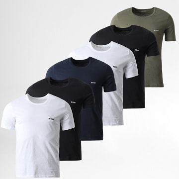 BOSS - Lot De 6 Tee Shirts Classic 50475284 50532468 Blanc Noir Bleu Marine Vert Kaki