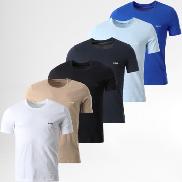 BOSS - Lot De 6 Tee Shirts Classic 50532468 Blanc Noir Bleu Beige