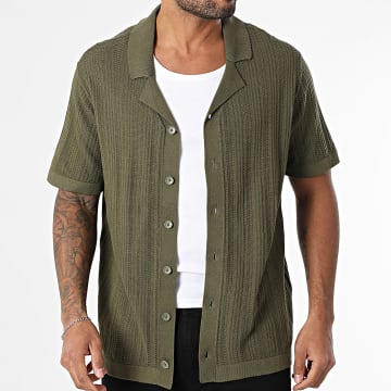 Produkt - Dave Green Khaki Mesh Shirt met Korte Mouw