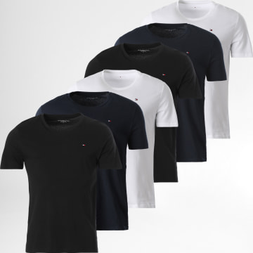 Tommy Hilfiger - Lot De 6 Tee Shirts Signature 3379 Noir Blanc Bleu Marine