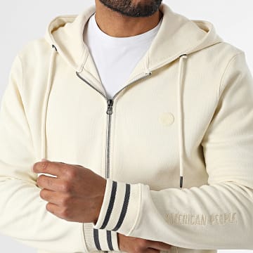 American People - Slash Zipper Hoodie Beige