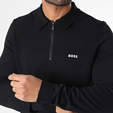 BOSS - Polo con zip a manica lunga Momentum Lite 50520604 Nero