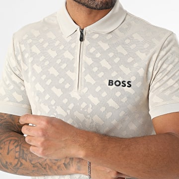 BOSS - Polo de manga corta Philix cuello cremallera 50538106 Beige