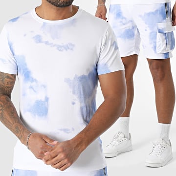 MTX - Ensemble Tee Shirt Et Short Cargo 031 Blanc Bleu Clair