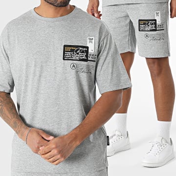 MTX - Ensemble Tee Shirt Oversize Large Et Short Jogging 862 Gris Chiné