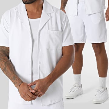 MTX - Ensemble Chemise Manches Courtes Et Short Jogging Texturé 236 Blanc