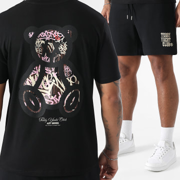 Teddy Yacht Club - Ensemble Tee Shirt Et Short Jogging Art Series Travis Rose Noir