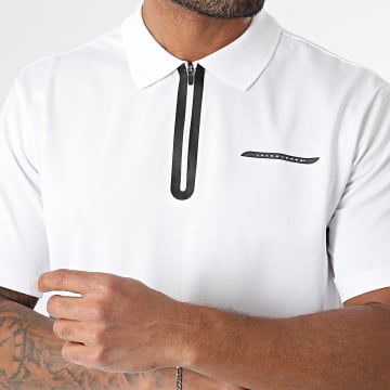 Jack And Jones - Polo Fusion Pique manica corta con colletto a zip, bianco
