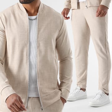 LBO - Ensemble Veste Zippée Et Pantalon 2037 Beige Chiné