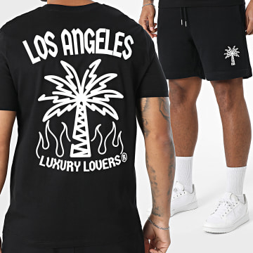 Luxury Lovers - Palm LA Black White Tee Shirt and Jogging Shorts Set