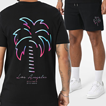 Luxury Lovers - Vice City Los Angeles Black Tee Shirt And Jogging Shorts Set