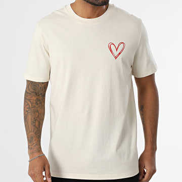 Luxury Lovers - Tee Shirt Oversize Contorno de Corazón Frente Beige